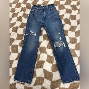 Abercrombie & Fitch Distressed The Ankle Straight Ultra High Rise Size 00 R